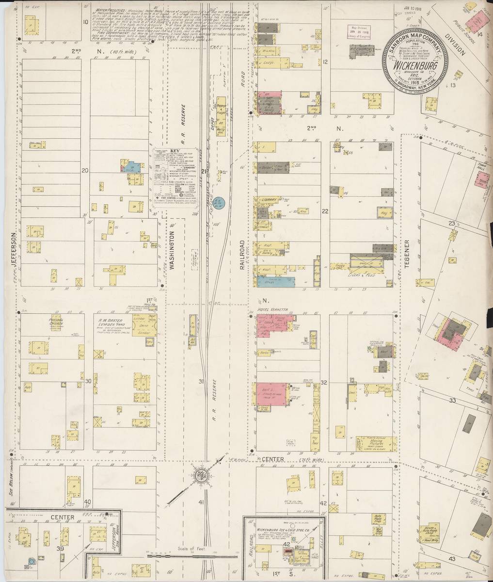 Sanborn Fire Insurance Map from Wickenburg, Maricopa County, Arizona, 1915, Plate 0001