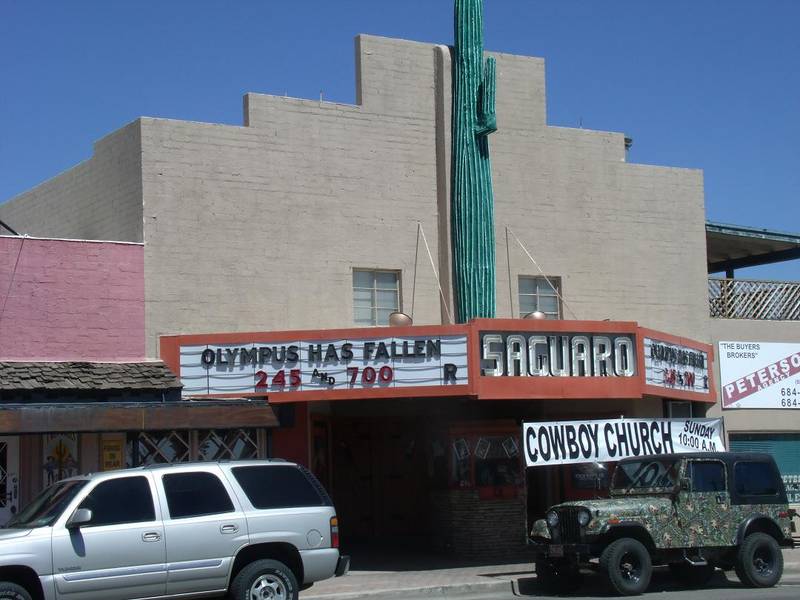 Saguaro Theatre built in 1948 is a historical structure in the town of Wickenburg, Arizona listed as such by the Wickenburg Chamber of Commerce.