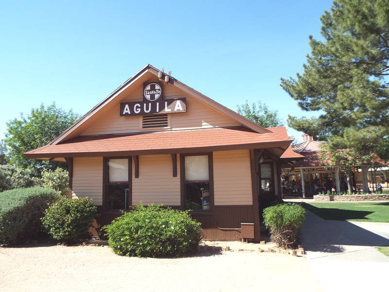 Aguila railroad depot (1907), now relocated to McCormick-Stillman Railroad Park, Scottsdale