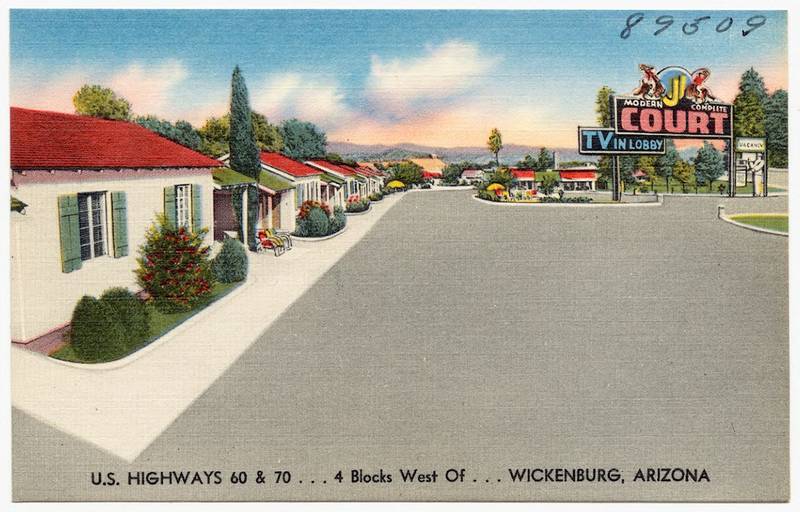 Title: Double J Court, U.S. highways 60 & 70, 4 blocks west of, Wickenburg, Arizona Subjects: Motels Places: Arizona > Maricopa (county) > Wickenburg Notes: Title from item. Extent: 1 print (postcard) : linen texture, color ; 3 1/2 x 5 1/2